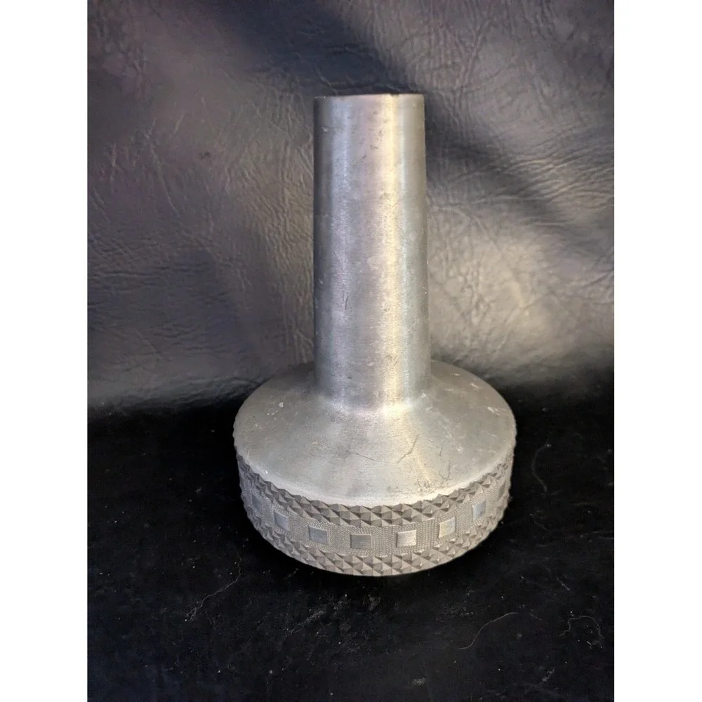 Vintage Aksel Holmsen V9 MCM Norway Pewter Metal Small Round Vase Norwegian 7 In